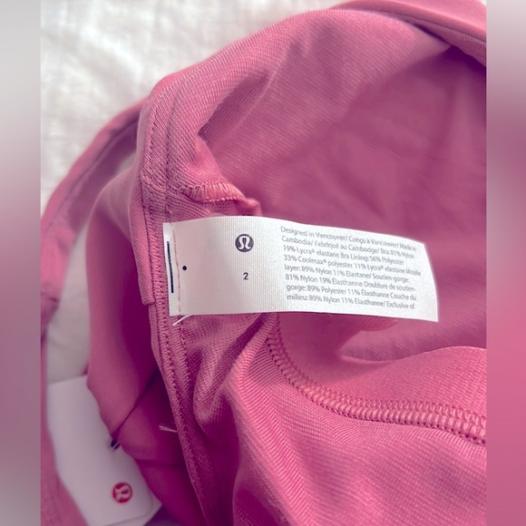 NWT Lululemon Nulu Front-Darting Yoga Bra Pink Blossom Crop - Picture 3 of 5